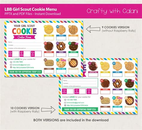 Girl Scout Cookie 2023 Order Form Lbb Cookie Order Form Etsy