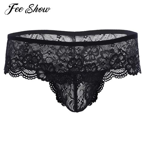 Gay Men Underwear Lace Briefs Jockstrap G String Thong Lingerie Sissy Panties Low Rise Sexy Gay