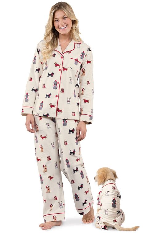 Christmas Dog Print Flannel Pajamas For Dog And Owner Pajamas Women