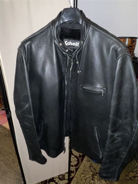 Schott Size Long Cafe Racer Naked Cowhide Leather Jacket Zip Out