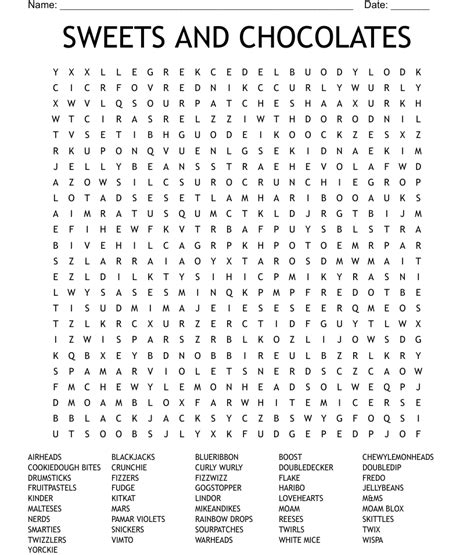 Types Of Cookies Word Search Wordmint