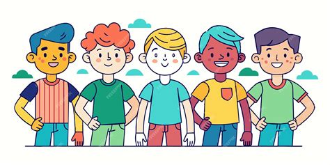 Premium Vector A Cartoon Of Three Boys With Their Arms Around Each Other