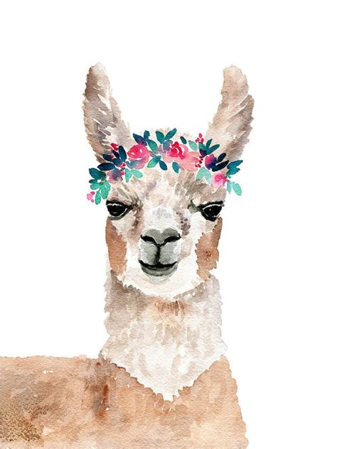 Boho Watercolor Llama Art Print | Etsy