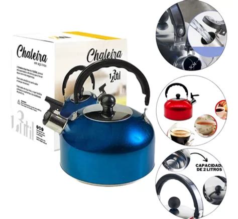 Chaleira Inox Apito E Tampa Bule 2 Litros Chá Café Agua MercadoLivre