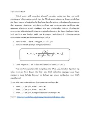 Mata Kuliah Metode Numerik TUGAS METODE NUMERIK FAKULTAS MATEMATIKA