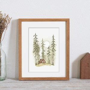 Log Cabin Print Country Cabin Landscape Mountain Cabin Pen And Ink