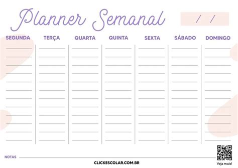 Planner Semanal Para Imprimir Braincp