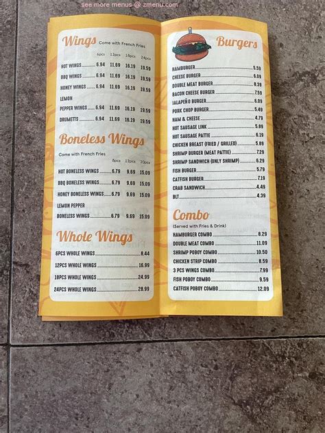 Menu at Pelican Seafood and Poboy restaurant, Pineville