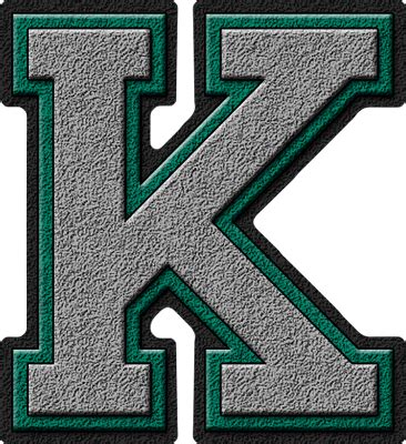 Presentation Alphabets Silver Teal Varsity Letter K