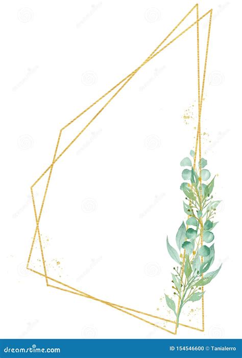 Minimalistic Botanical Decorative Frame Watercolor Raster Illustration