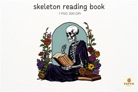 Skeleton Reading Book With Floral Graphic By TRUTHkeep Creative Fabrica