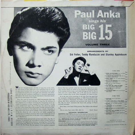 Paul Anka Sings His Big Big Big 15 Vol 3 Paul Anka Mp3 Buy Full