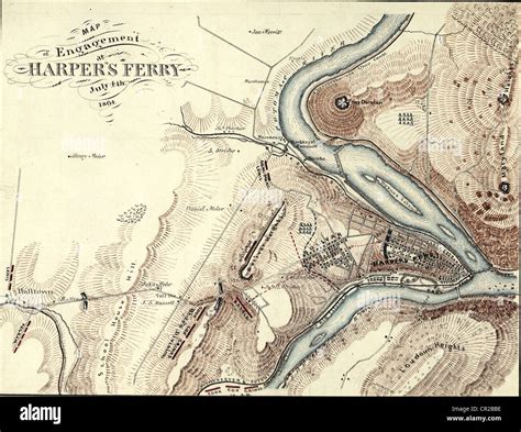 Map of Harper's Ferry, West Virginia in 1864, from Report of the 2nd ...