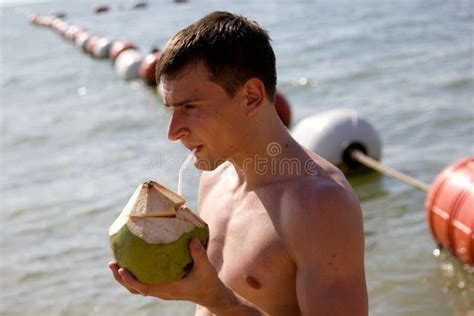 Man Drinking Coconut Stock Image Image Of Fresh Coconut 61000143