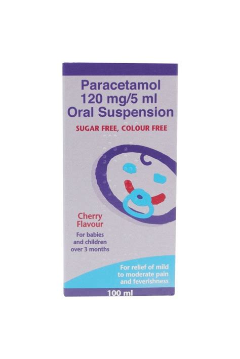 Paracetamol 120mg5ml Sugar Free Suspension 100ml Pain Relief Allcures