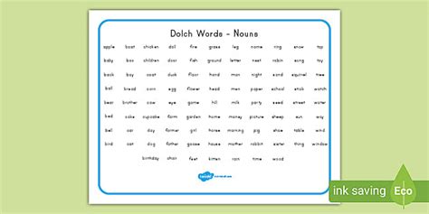 Dolch Word Mat Nouns L Enseignant A Fait Twinkl