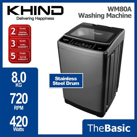 KHIND Washer 8KG Fully Auto Washing Machine Mesin Basuh WM80A