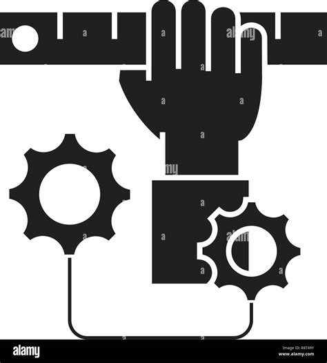 Automated Proccess Black Vector Concept Icon Automated Proccess Flat