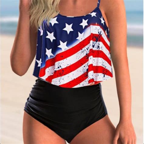 Swim American Flag Bathing Suit Two Pcs Small Size Poshmark