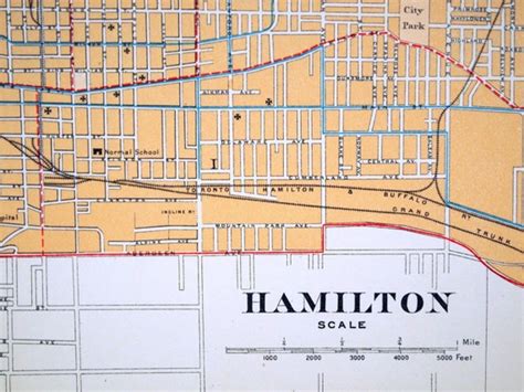 1915 Antique City Map Of Hamilton Ontario Canada By Bananastrudel