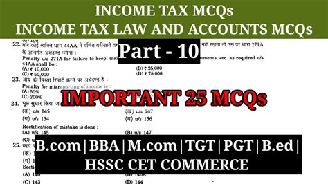 10 Income Tax Mcq Income Tax Law And Accounts Mcq HSSC CET TGT