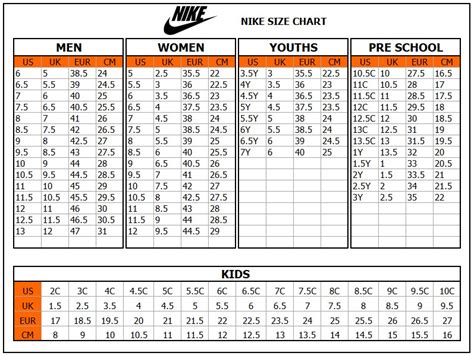 Size Chart Nike | ubicaciondepersonas.cdmx.gob.mx