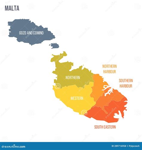 Mapa Político Malta De Divisiones Administrativas Stock de ilustración