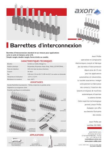 Câbles spéciaux Axon Cable Catalogue PDF Documentation technique