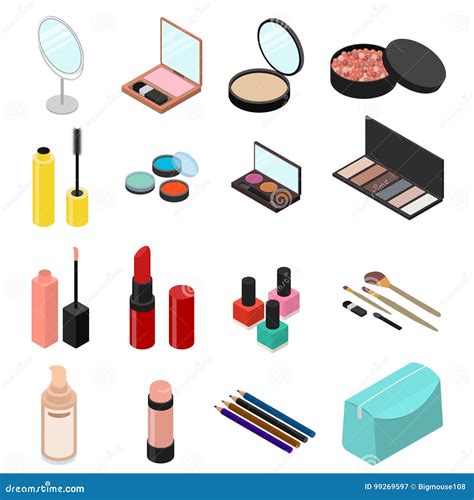 Cosmetic Products Set Isometric View Vector Stock Vector