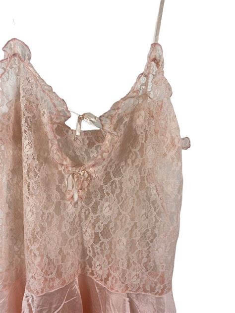 Vintage S Babydoll Nightie Nightgown Lingerie Pink Lace Large Union Made Etsy