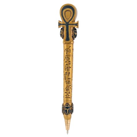 A Pen With An Egyptian Cross On The Top And Writing On The Bottom In Gold