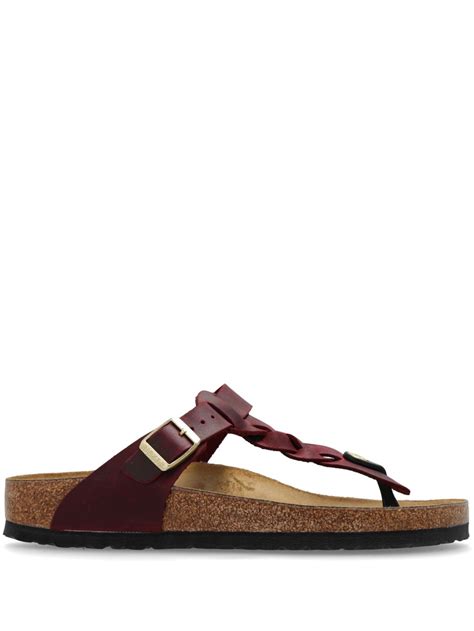 Birkenstock Gizeh Braided Leather Sandals Red Farfetch Uk