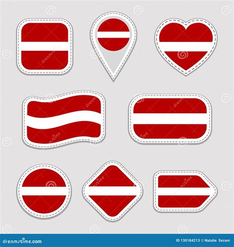 Latvia Flag Stickers Set. Latvian National Symbols Badges. Isolated ...
