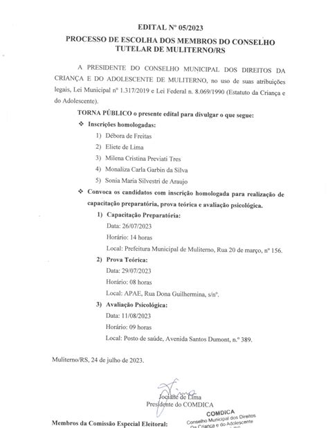 Processo De Escolha Dos Membros Do Conselho Tutelar De Muliterno