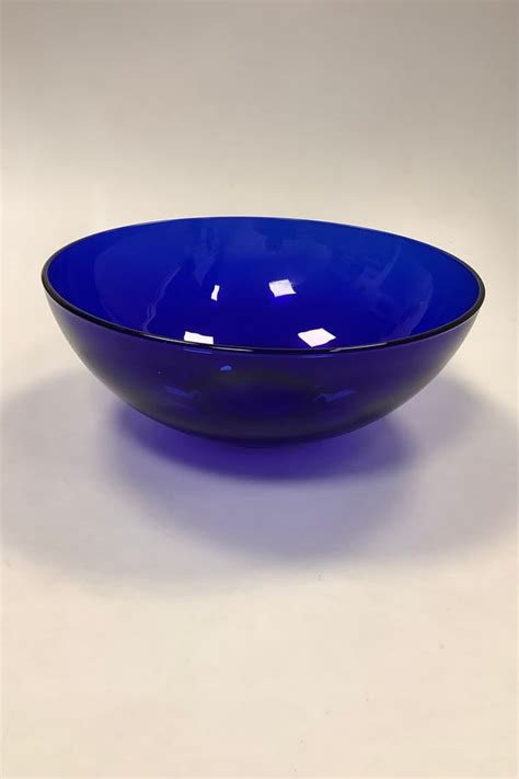 Antique Blue Glass Bowl By Gunnar Ander For Lindshammar Sweden