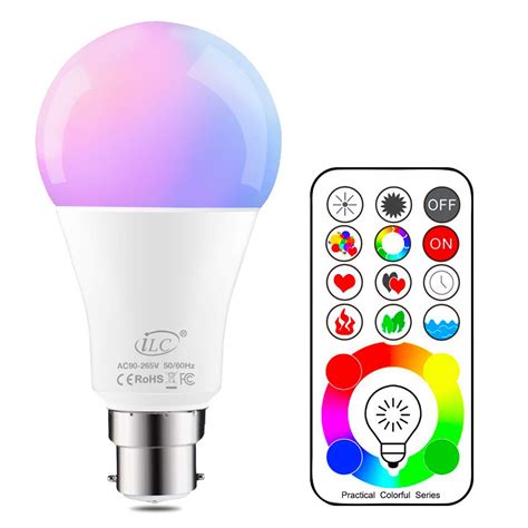 Buy iLC B22 LED Colour Changing Light Bulb with Remote Control RGBW Bayonet - 120 Different ...