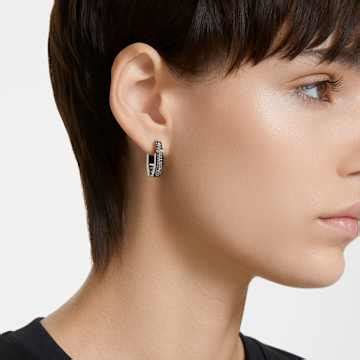 Dextera Hoop Earrings Octagon Shape Small Black Ruthenium Plated