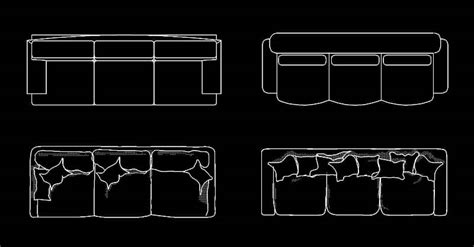 Bloque Autocad De Sofás Dwg De 3 Plazas Dwgautocad