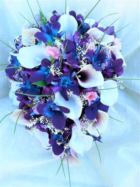 Galaxy orchid bridal bouquet purple blue island orchid | Etsy Cascade Bridal Bouquet Purple ...