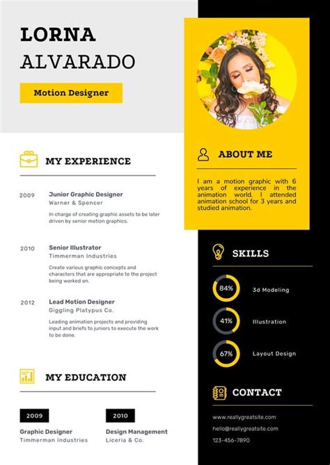 Free Printable Customizable Creative Resume Templates Canva