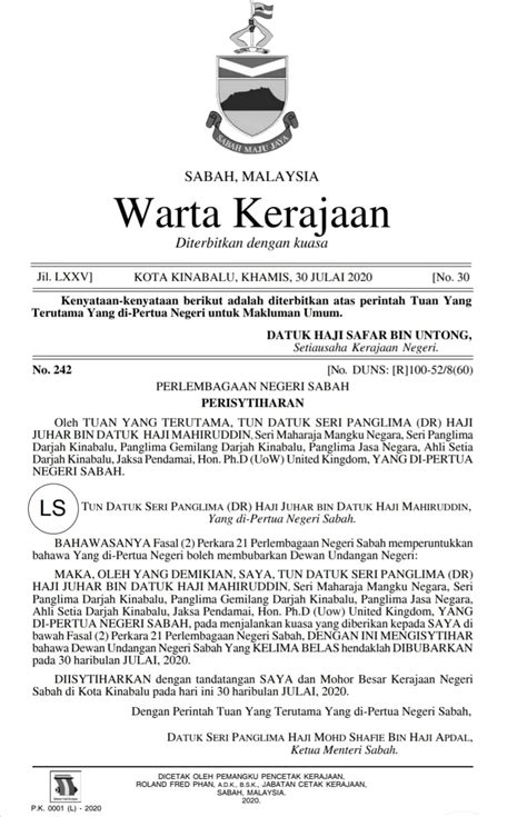 Contoh Surat Kepada Ketua Menteri Sabah Perlu Isi Borang Kelulusan