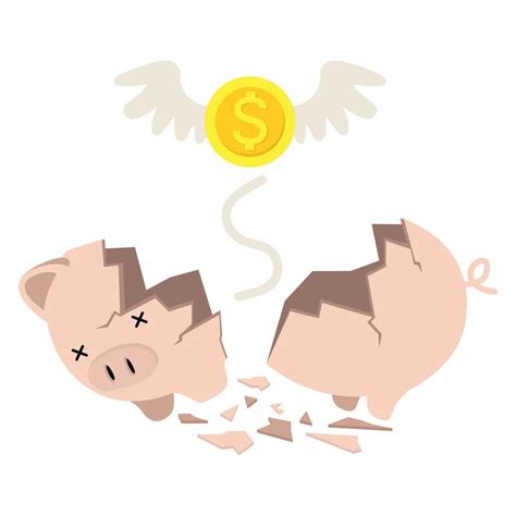 Broken Piggy Bank Money Savings Concept Of Growth Vector