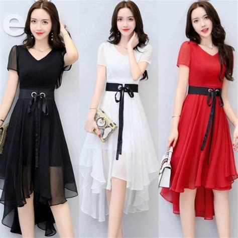 Dress Summer New Women S Korean Chiffon Medium Length Irregular