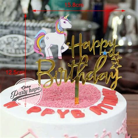 Jual Cake Topper Happy Birthday Tusukan Hiasan Kue Hbd Unicorn