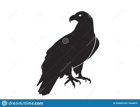 Sitting Eagle Isolated Vector Silhouette Image Of Bird Of Prey