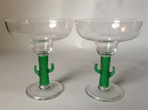 Plastic Margarita Cocktail Cactus Glasses By Thoughtfulvintage