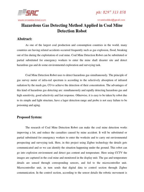 Hazardous Gas Detecting Method Applied In Coal Mine Detection Robot Pdf