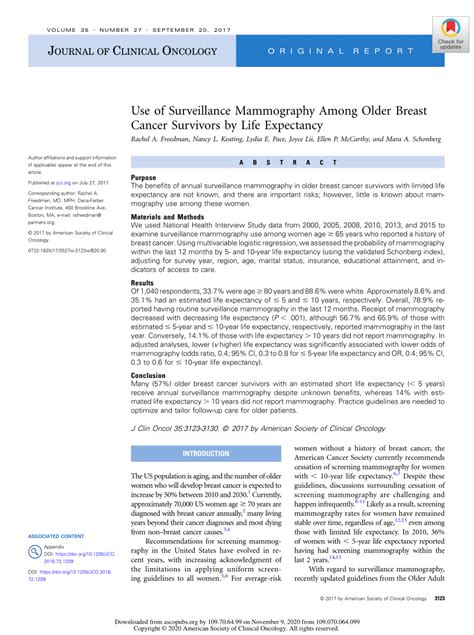 Pdf Use Of Surveillance Mammography Among Older Breast Cancer