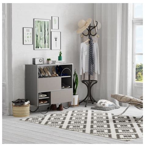 Обувница с дверцами и полками темно серая Norfolk Shoe Cabinet ...