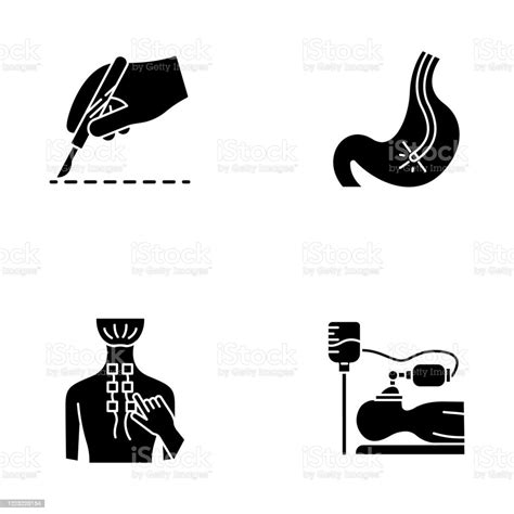 Medical Procedure Glyph Icons Set Surgery Endoscopy And Gastroscopy